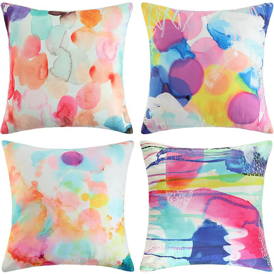 4 pieces of colorful pillow cases, decorative pillow cases with modern and simple double-sided patterns, suitable for living room sofa armchairs, 45