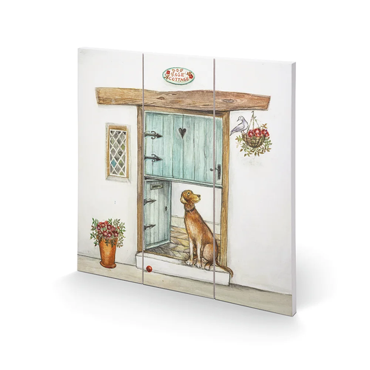 'Dog Rose Cottage' Painting Multi-Piece Image on Wood