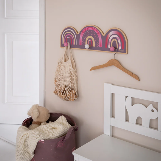 3 - Hook Wall Mounted Coat Rack in Pink