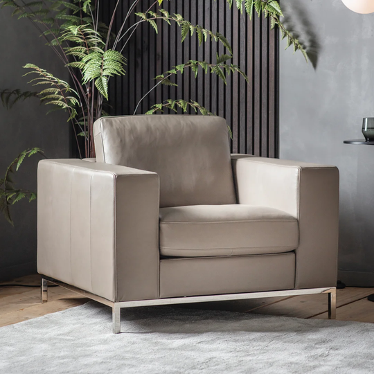 Branford 103Cm Wide Tufted Genuine Leather Top Grain Leather Armchair