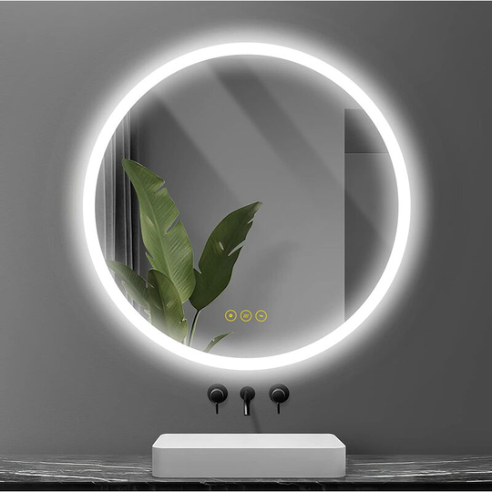 Bathroom led Mirror Illuminated Round Backlit Bathroom Mirror with led Lights for Wall Demister Color Adjustable Dimmable, 50cm - Ai-lighting