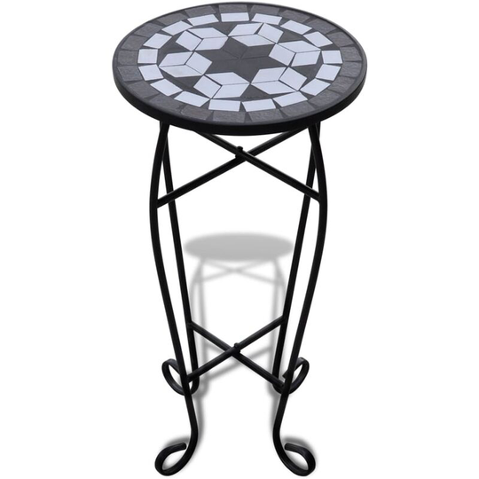 Vidaxl - Mosaic Side Table Plant Table Black White Black