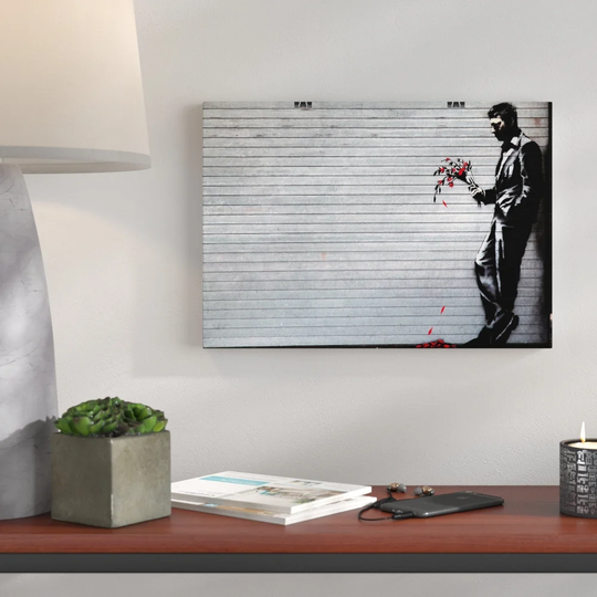 'Banksy Waiting in Vain Graffiti Wall Art' Graphic Art