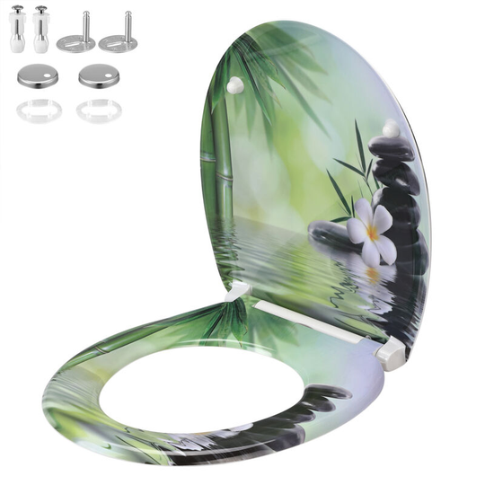 Soft Close Toilet Seat Duroplastic Quick Release for Easy Clean Antibacterial Bathroom Toilet Lid Different Designs Universal Modern Durable Relax
