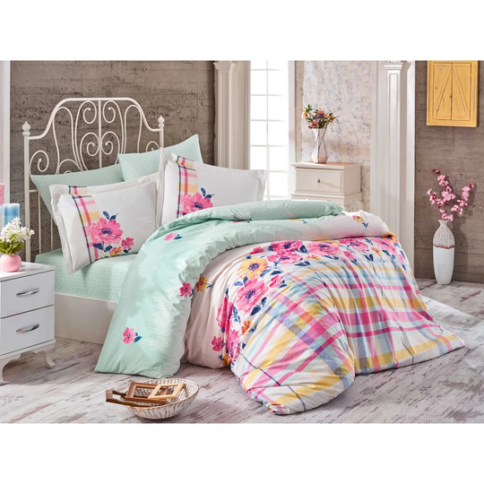 Hysley White/Pink/Yellow 100% Cotton Duvet Cover Set