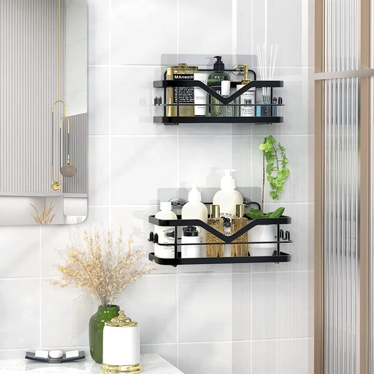 Bathroom Storage Shower Shelf No Drilling Adhesive Bathroom Shelf ,Black