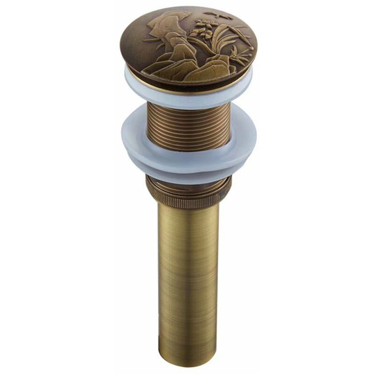Betterlifegb - Automatic Push Open Basin Waste Plug for Basin, Antique Brass Click-Clack Pop-up Waste Plug Without Overflow, Waste System Universal