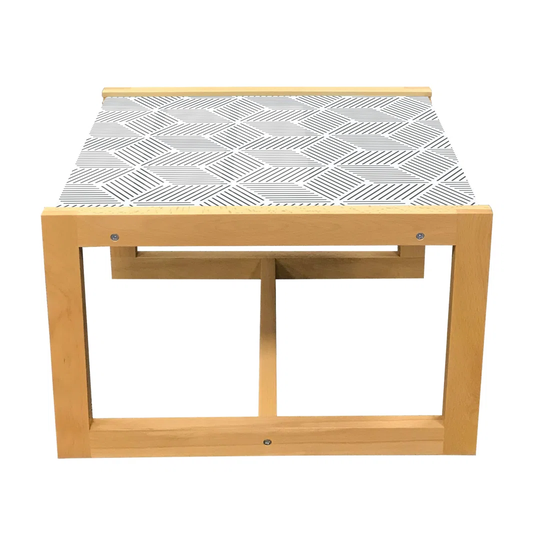 Abstract Coffee Table, Art Of Diagonal Left Right Up Down Stripes Monochrome Design Slim Details, Acrylic Glass Center Table With Wooden Frame For Off