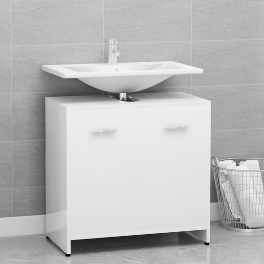Bathroom Cabinet High Gloss White 60x33x58 cm Chipboard