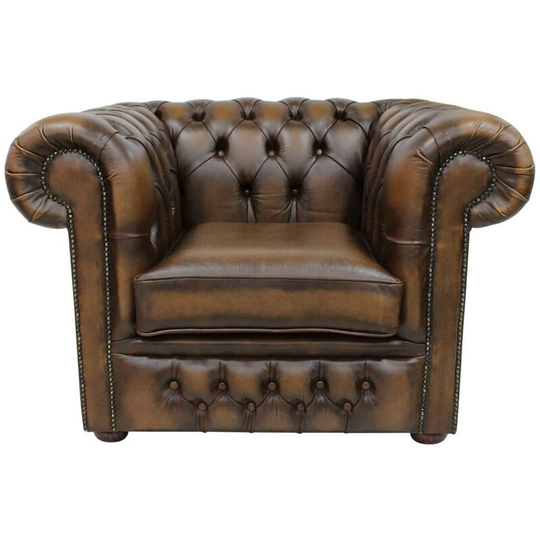 Chesterfield Durham Low Back Club ArmChair Antique Tan Leather