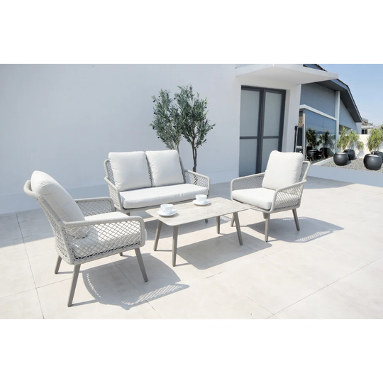 Set Sofa 2 Seater, 2 Armchairs And Table Quinones Grey