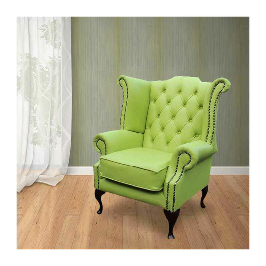 Chesterfield Queen Anne High Back Wing Chair uk Manufactured Melon
