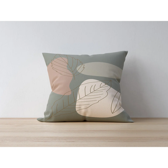 Enzleigh Abstract Green/Beige Square Scatter Cushion Cover