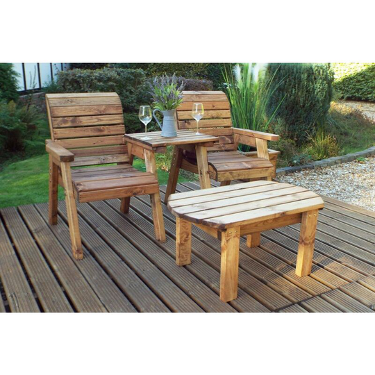 Charles Taylor Wooden Companion 2 x Armchair Chair Seat & Coffee Table Straight