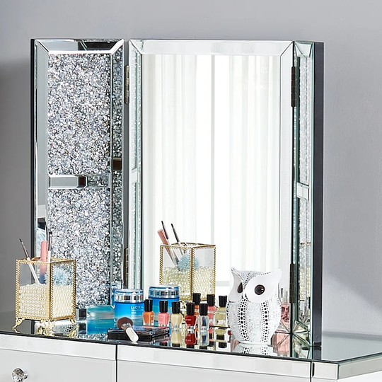 Cottone Plastic Framed Mounts to Dresser Makeup Mirror in Black