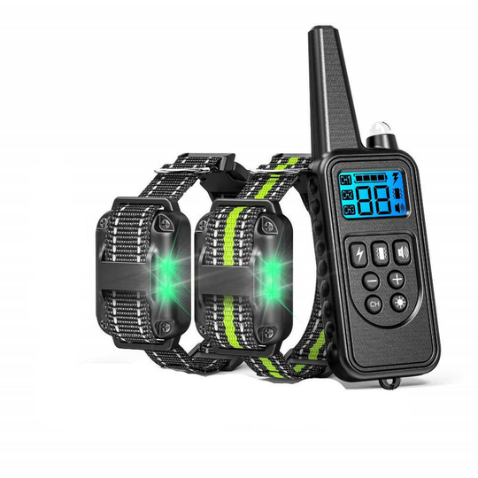 Dog Training Collar, Dog Shock Collar with Remote Control, Waterproof Electronic Collar with led Light for Small, Medium and Large Dogs (2 Receivers