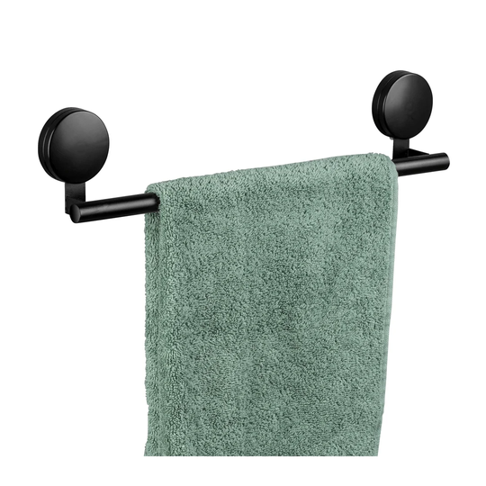 WENKO Static-Loc® Plus Towel Bar Pavia Black, Towel Bar, Fixing Without Drilling