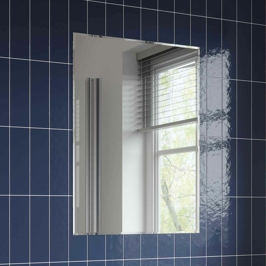 Artis - Bathroom Mirror Modern Rectangle Frameless Bevelled Edge Wall Mounted 700x500mm - Silver