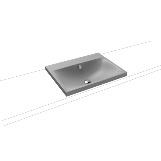 Silenio Cool Grey Steel Enamel Rectangular Inset Bathroom Sink