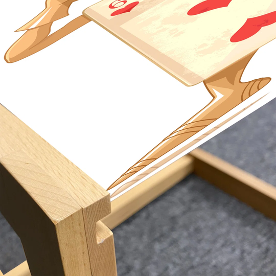 Alice In Wonderland Coffee Table, Playing Card Illustration 6 Of Hearts Girl Fiction Theme, Acrylic Glass Center Table With Wooden Frame For Offices D