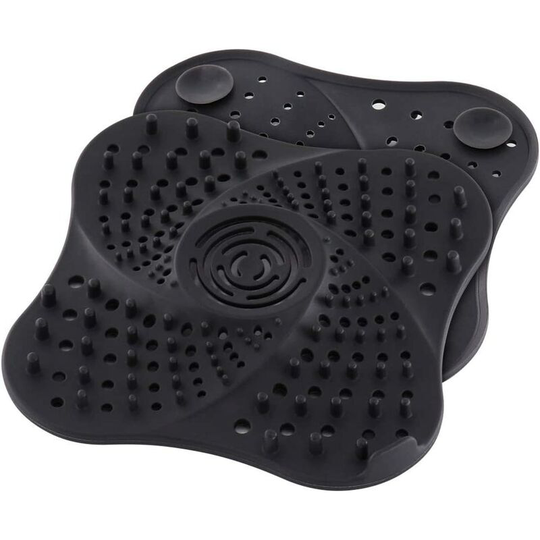 Shower Drain Extension, Silicone Tub Drain Extension Stopper Strainer with Suction Cup Rubber Bathtub Strainer Cover Extender (Black)