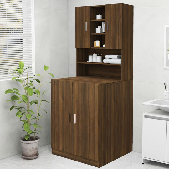 Asupermall - Washing Machine Cabinet Brown Oak 70.5x25.5x90 cm
