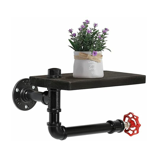 Shelf for BathroomIron Toilet Industrial Cast Roll Holder with Wooden Laundry Room