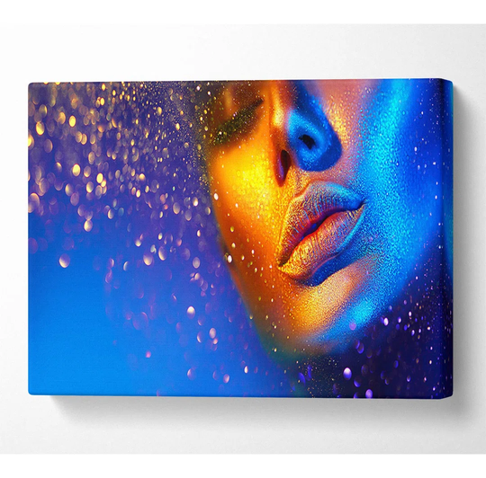 Gold and Blue Face - Wrapped Canvas Graphic Art