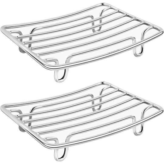 Ilovemilan - Bar Soap Dish Holder for Shower Bathroom Stainless Steel Rust Proof Self Draining, Chrome-2 Pack