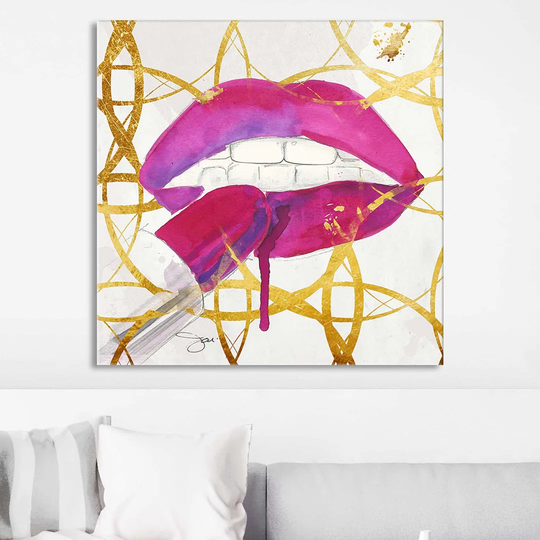 Pucker up by Jodi - Wrapped Canvas Drawing