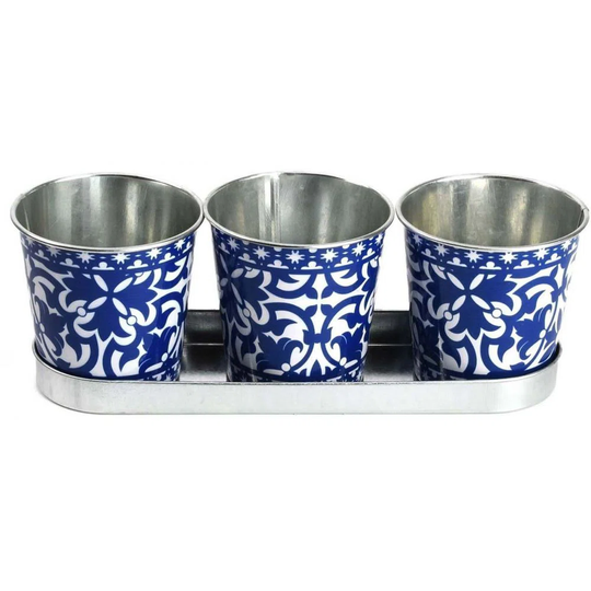 Zinc Planter 3 Cement Tile Pots