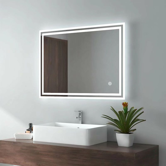Wall Mounted Illuminated led Bathroom Mirror with Lights 600x800mm Touch Control Anti-Fog 3 Color Lights - 600x800mm/Touch+Demister+3Colors - Emke