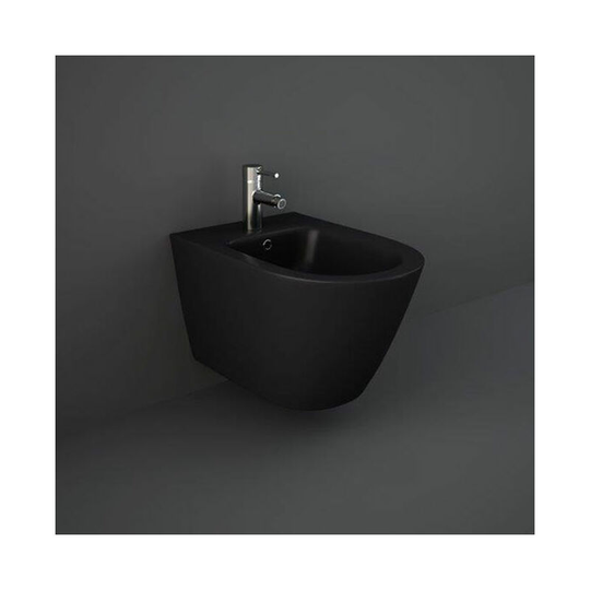 Rak Feeling Rimless Wall Hung Bidet 520mm Projection - Matt Black