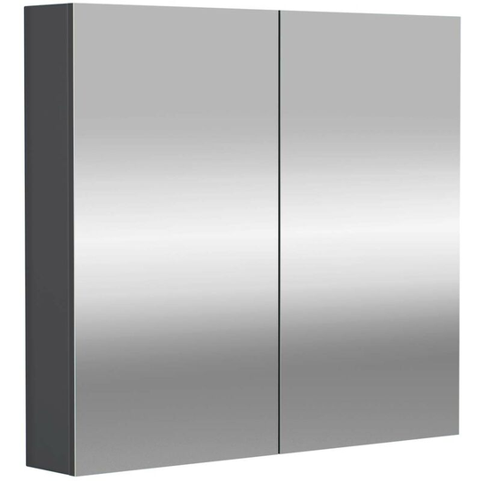 Napoli Gloss Grey 800mm Wall Mounted Mirrored Cabinet - Grey Gloss