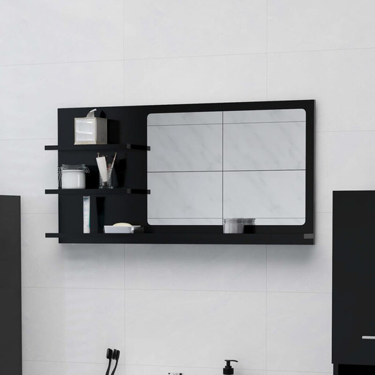 Bathroom Mirror Black 90x10.5x45 cm Chipboard