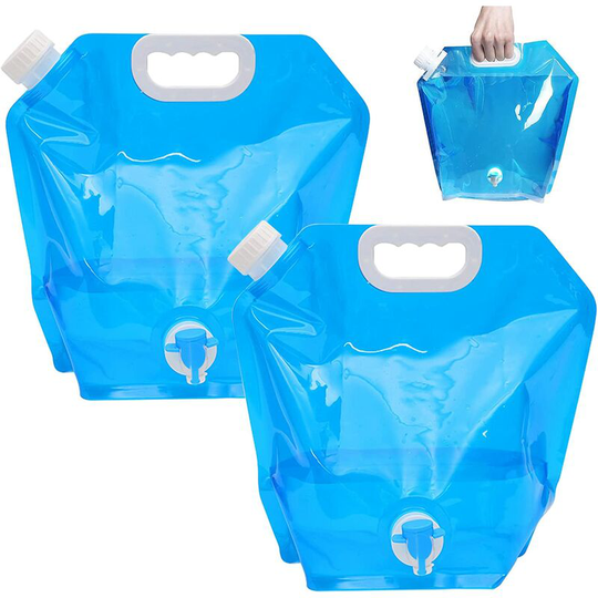 2 Pieces 10L Collapsible Water Cans with Faucet, Folding Reusable Drinking Water Tank, for Sports, Camping, Hiking, Picnics, BBQs, Outdoor
