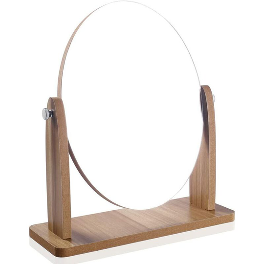 Wooden makeup mirror with hd wood frame (wooden oval)