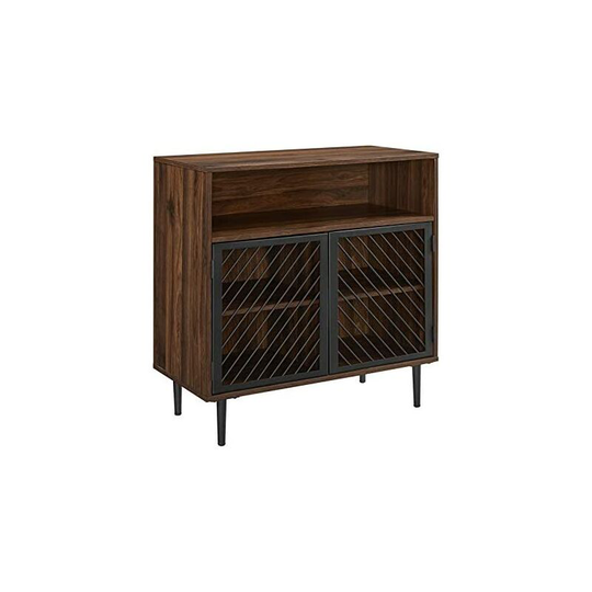 simpa 32" Dark Walnut Metal Door Accent Sideboard Cabinet