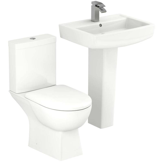 Ailsa 600mm Full Pedestal Basin and Toilet Suite - White