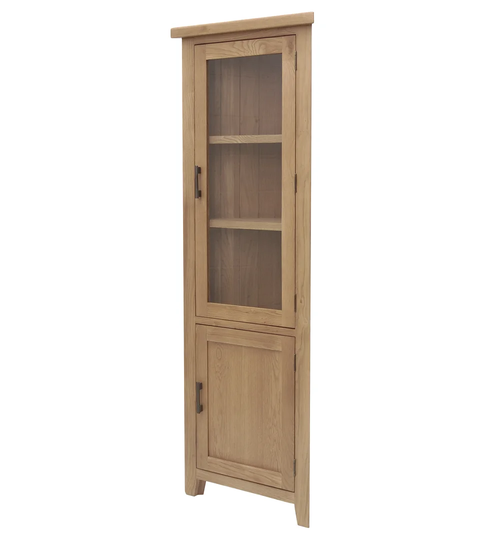 Ashly Solid Oak Corner Display Cabinet
