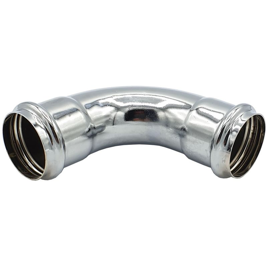 90deg Elbow 34mm Drain Waste Trap Chrome Replacement 95mm Long + 2x Gasket