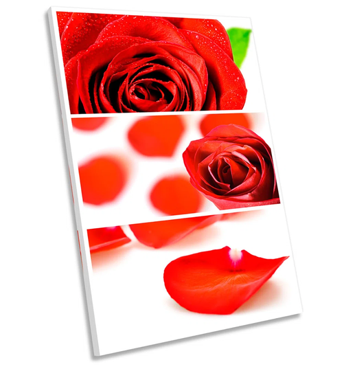 Red Rose Flower Petals Collage - Wrapped Canvas Painting