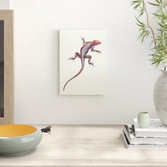 'Vintage H Johnston Red & Blue Lizard' Graphic Art