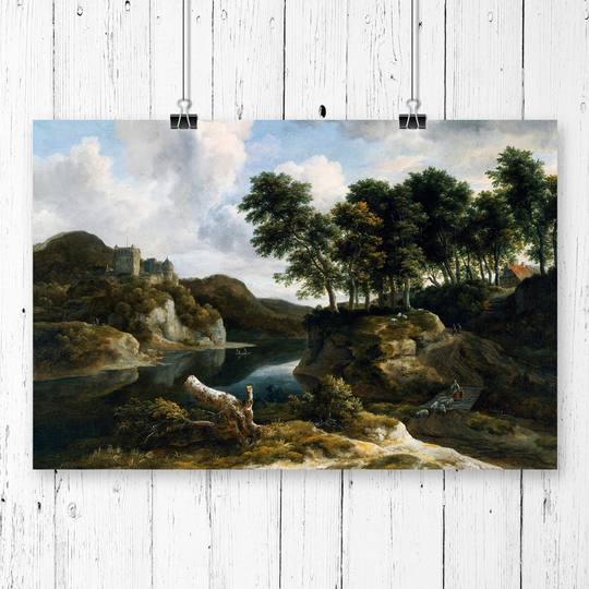 'River Landscape' by Jacob Ruisdael Graphic art