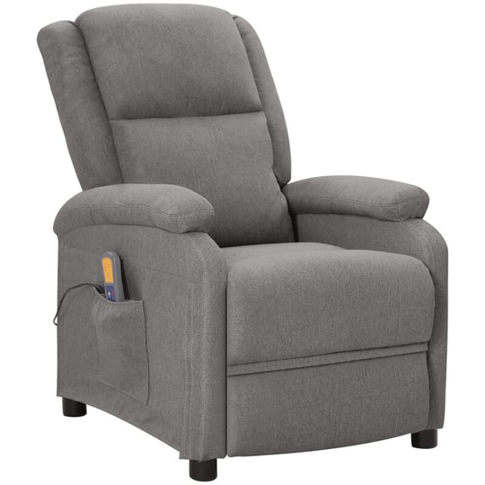 Vidaxl - Wing Back Massage Recliner Light Grey Fabric Grey