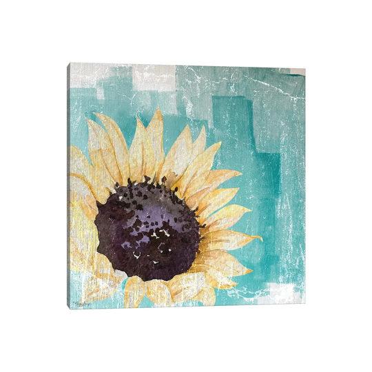 Sunflower Teal by Gigi Louise - Wrapped Canvas Painting