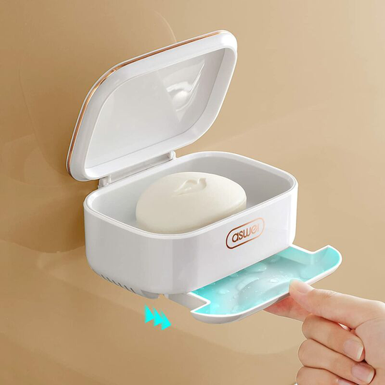 1 x Shower Soap Dish with Wall Drain, Sticker Soap Dish, Travel Soap Container (White), Bathroom Soap Box Tray, Keep Soap Dry. Bathroom accessories.