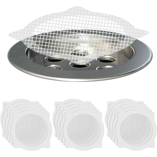 Sunflowergb - 30 Pieces Drain Hair Catcher, Disposable Drain Cover Mesh Stickers Sink Strainer for Showers Bathtubs Kitchen (White, 30 Pieces)