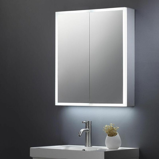 KBM-104 led Bathroom Mirror Cabinet With Shaver Socket; 600x700mm - Keenware