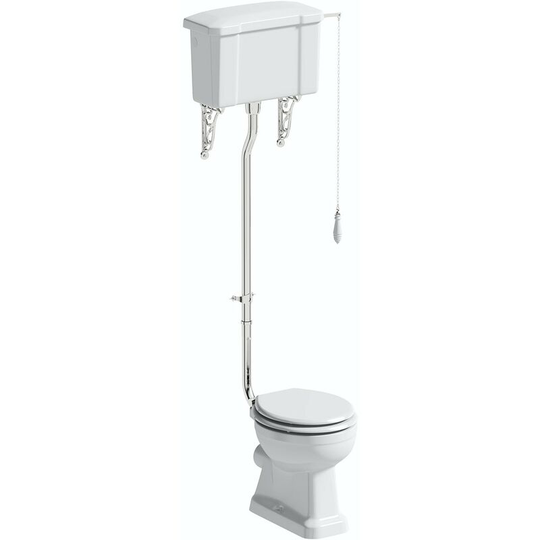 Thebathco - The Bath Co. Camberley high level toilet with wooden soft close seat white - White